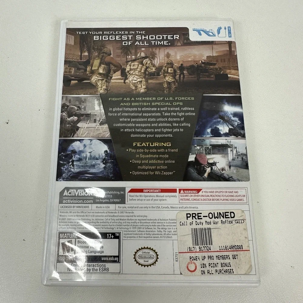 Call of Duty: Modern Warfare Reflex‎ Edition Nintendo Wii Game Complete Tested